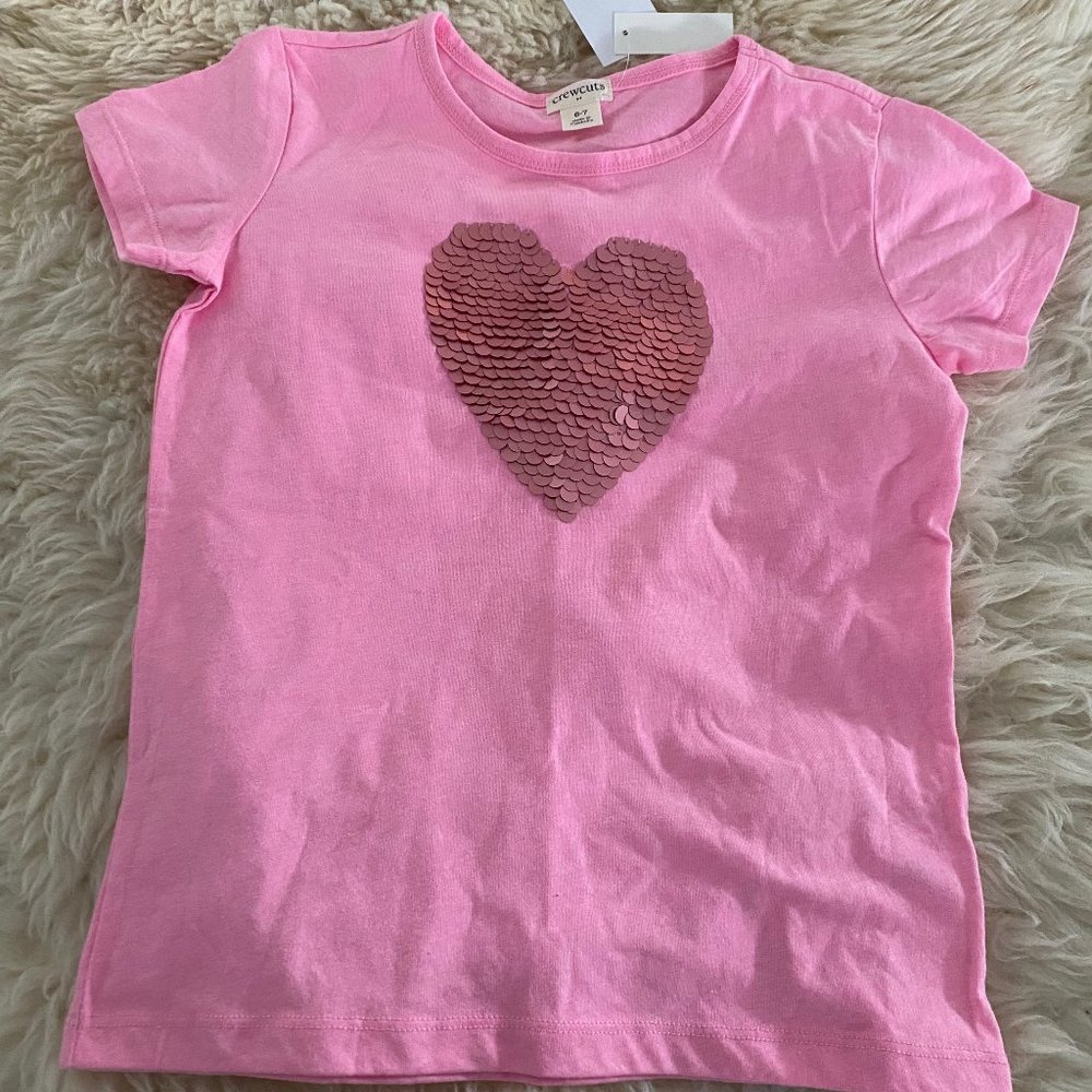 Pink Sequin Heart Tshirt J.Crew / Crew Cuts